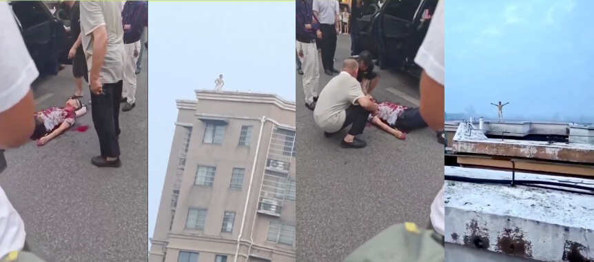 长沙市 #岳麓区诚兴园,发生砍人事件,砍人者将受害者砍伤后逃到附近楼房楼顶扬言要 #跳楼 thumbnail