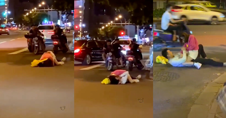 广州妹子喝醉酒,街头扒男人裤子借精,画面有点辣眼睛~                     thumbnail