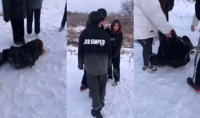 女生被一群人雪地里霸凌,现场有人拍视频流出!                     thumbnail