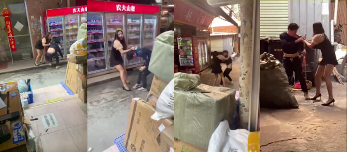 广州小伙在按摩店吃完快餐,竟然想跑单,被女技师当街拉住索要嫖资!                     thumbnail